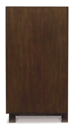 Brown TV stand with glass door cabinets, product view 4 - 4