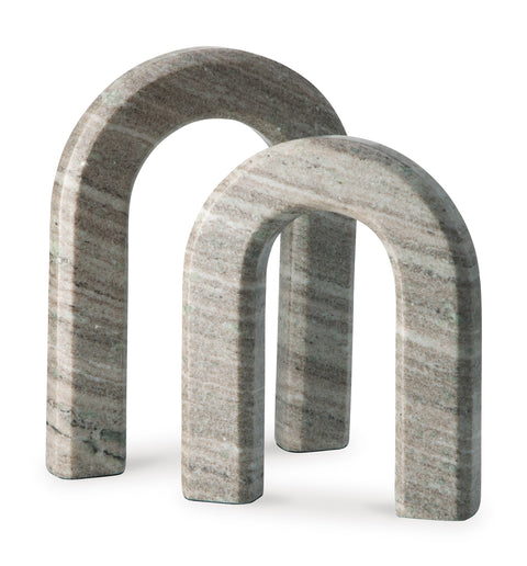 Keithton Taupe Marble Arch Sculptures, Set of 2