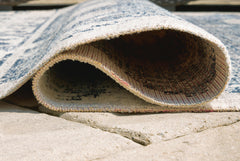 Blue/Gray/Ivory 5' x 7', rolled edge and backing detail - 4