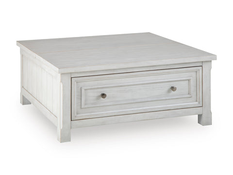 Antique White Square Lift-Top Coffee Table with Storage Drawer