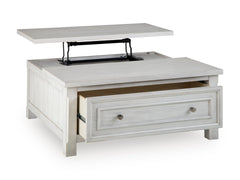 Antique White square lift top coffee table with drawer, product view 2 - 2