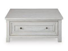 Antique White square lift top coffee table with drawer, product view 3 - 3