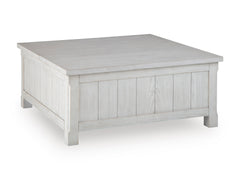 Antique White square lift top coffee table with drawer, product view 4 - 4