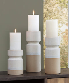 Ivory/Brown Hurston three-piece candle holder set, product view 5 - 5