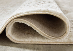 Ivory/Gray/Tan 94.25" x 120", rolled rug backing detail - 4