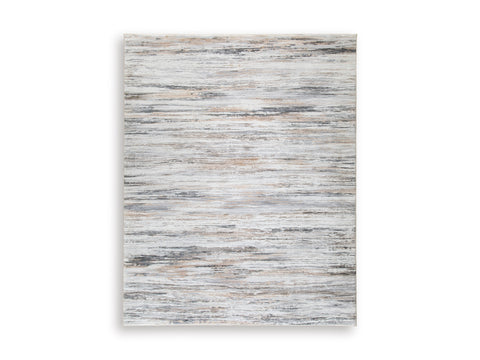 Gray Brown and White Abstract Faux Fur Memory Foam Rug