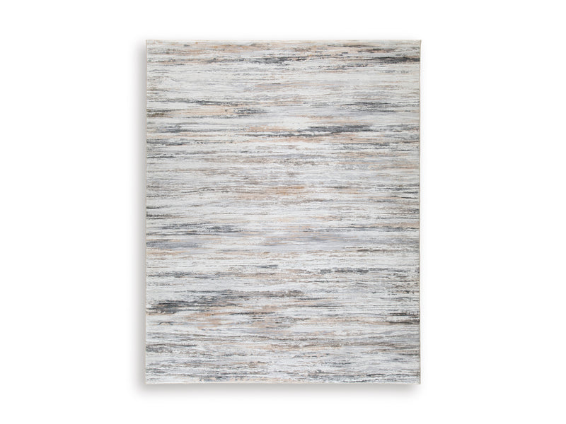 Gray Brown and White Abstract Faux Fur Memory Foam Rug