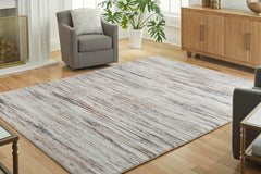 Gray/Brown/White 90.5" x 113.63", room view; furniture excluded - 2