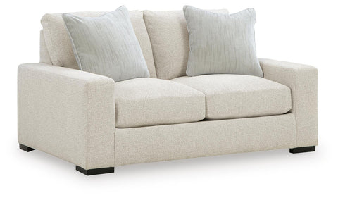 Bouclé Loveseat with Feather-Blend Cushions in Linen