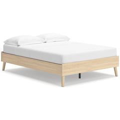 Tan / Full, platform bed styled with mattress; mattress and bedding excluded - 2