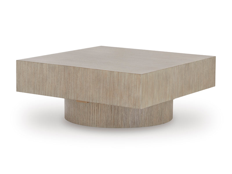 Light Gray Square Coffee Table with Rounded Plinth Base and Casters