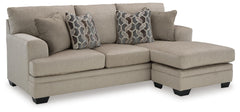 Taupe, complete reversible sofa chaise, angled view - 4