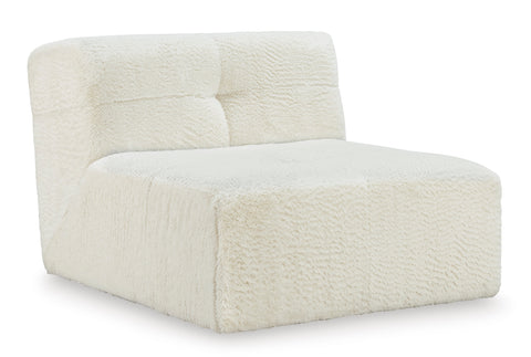 Ivory Faux-Fur Armless Accent Chair