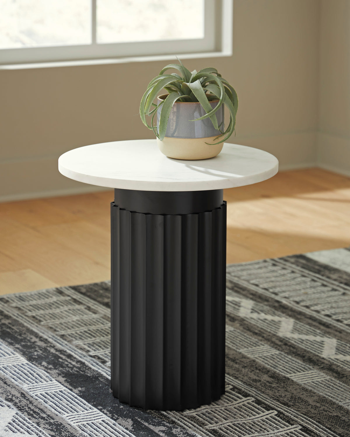Black/White black and white accent table, full product view