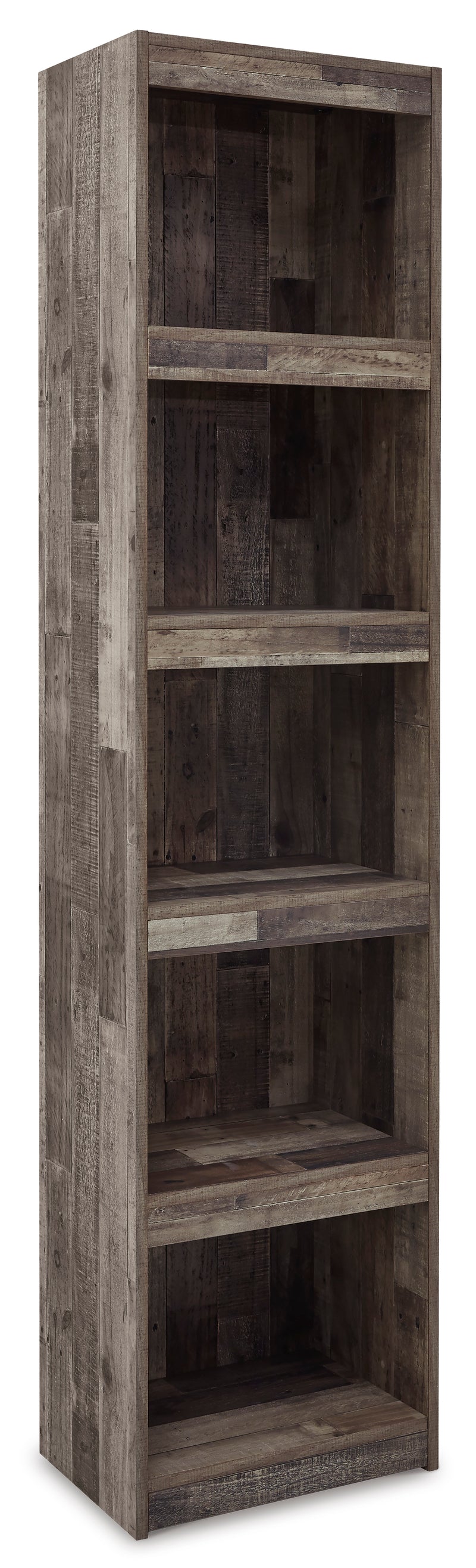 Narrow Woodgrain Entertainment Pier with Adjustable Shelves