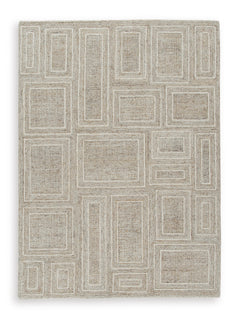 Gray/Ivory/Honey 61.63" x 84.13", complete rug product view - 9