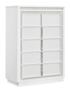 White, complete five-drawer chest, angled view - 1