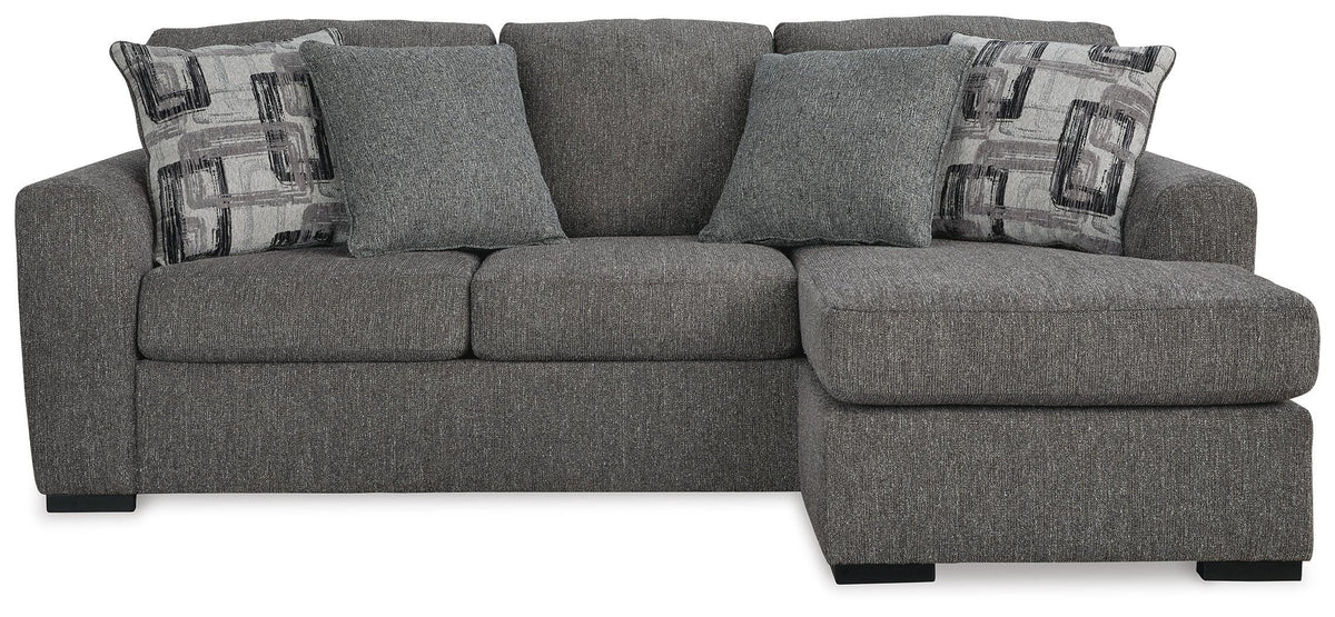 Pewter, complete reversible sofa chaise, front view