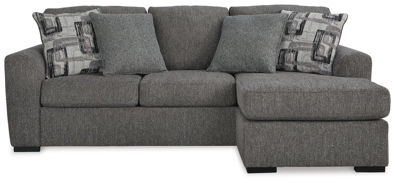 Wide Reversible Sofa Chaise with Pillows in Pewter
