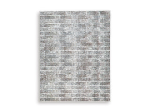 Ivory Brown Gray and Black Broken-Stripe Woven Rug