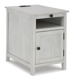 Antique White Storage Chairside End Table with Charging, full product view - 1