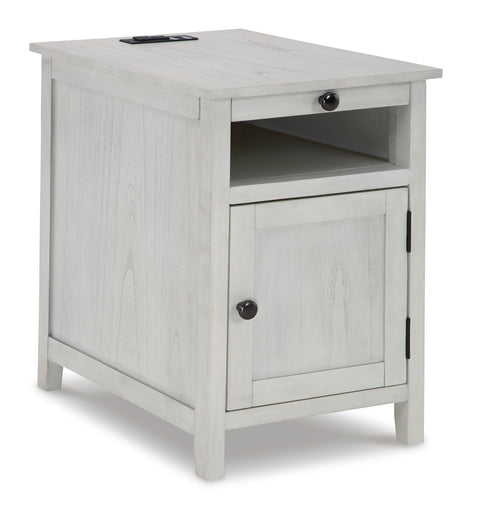 Shaker Chairside Storage End Table with Charging and Pull-Out Tray