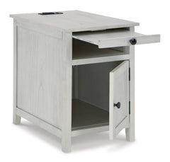Antique White Storage Chairside End Table with Charging, product view 2 - 2