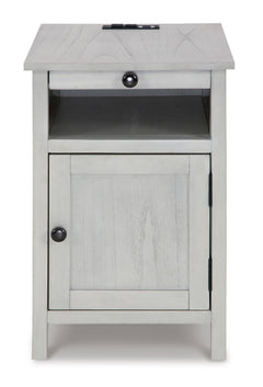 Antique White Storage Chairside End Table with Charging, product view 3 - 3