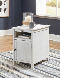 Antique White Storage Chairside End Table with Charging, product view 5 - 5