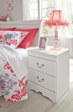 White, nightstand in bedroom setting; other furnishings excluded - 2