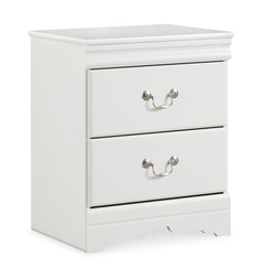 White, complete two-drawer nightstand, angled view - 1