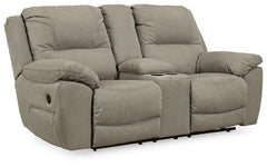 Putty, complete manual reclining loveseat, angled view - 1