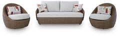 Beige, complete set with loveseat and two swivel chairs - 1