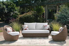 Beige, complete three-piece set in outdoor setting - 2
