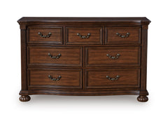 Brown, full front view of dresser - 3