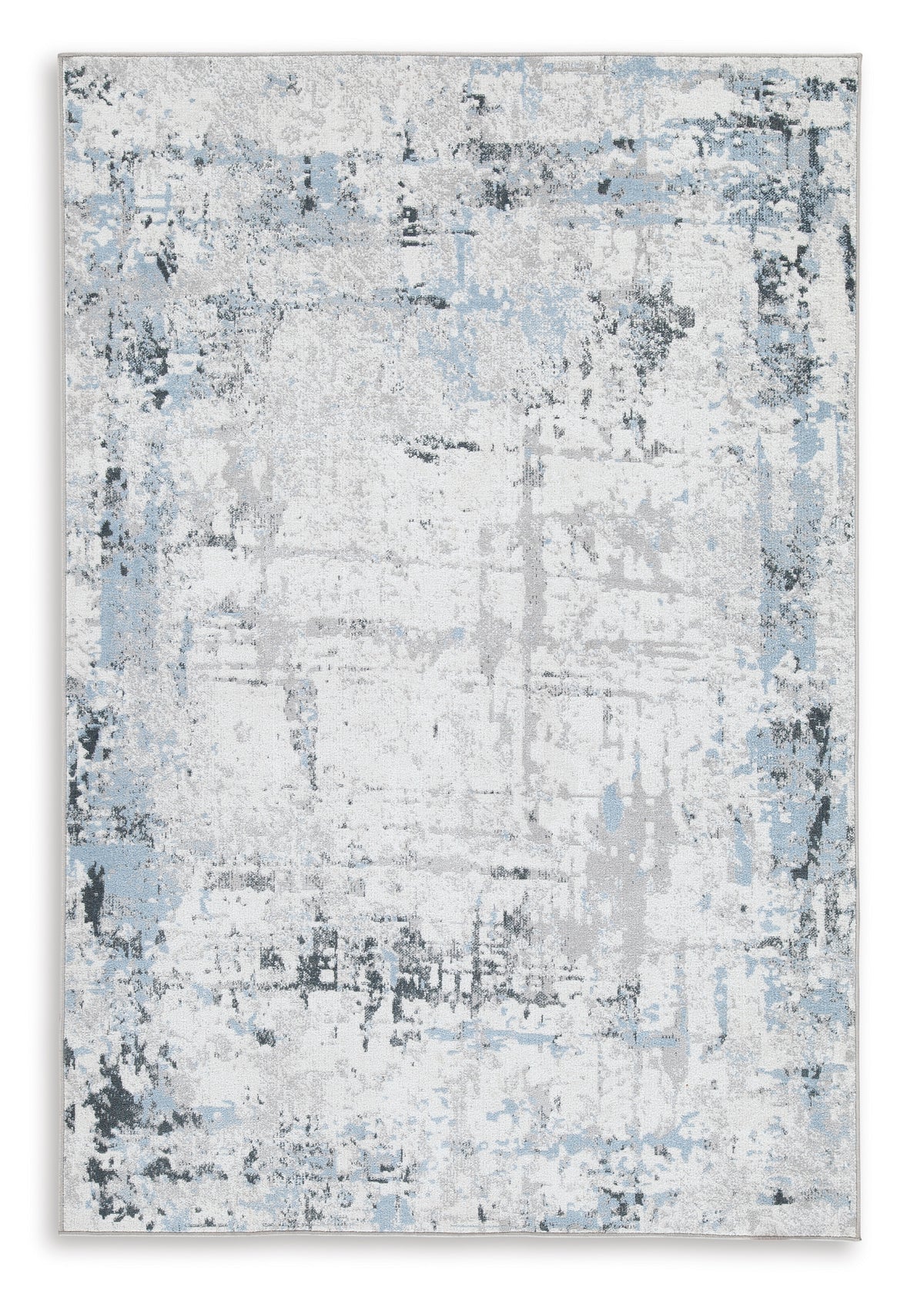 Blue/White/Gray 96.5" x 120.25", complete rug design; representative size