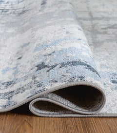 Blue/White/Gray 96.5" x 120.25", rolled rug backing detail - 4