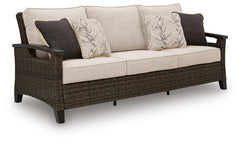 Dark Brown, full sofa with cushions and four pillows - 1