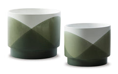 Green/White Ardenridge two-planter set, full product view - 1
