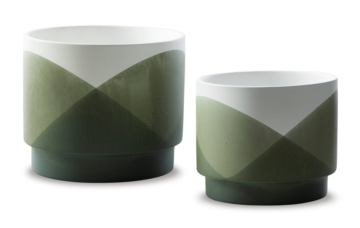 Green/White Ardenridge two-planter set, full product view