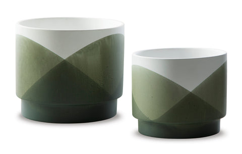 Ardenridge Green and White Ceramic Planters, Set of 2