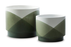 Green/White Ardenridge two-planter set, product view 2 - 2