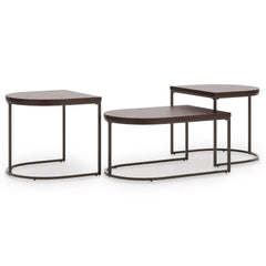 Dark Brown three-piece table set, full product view - 1