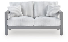 Gray, complete outdoor loveseat front view - 1