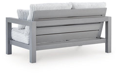 Gray, outdoor loveseat rear view - 4