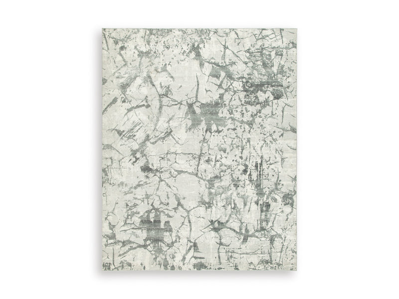 Gray Marbled Abstract Machine Washable Rug