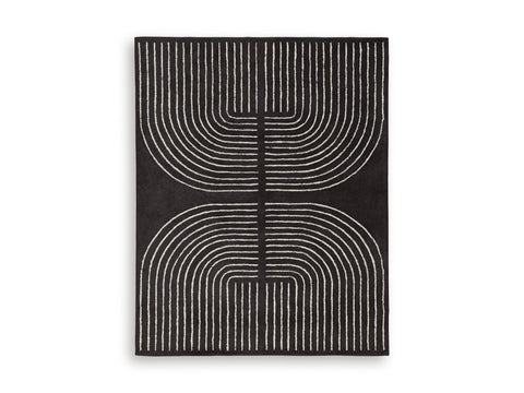 Black and Ivory Mirrored Arch Wool Rug