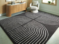 Black/Ivory 90.75" x 116.5", room view; furniture excluded - 2