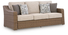 Beige, full sofa with cushions and four pillows - 1