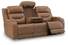 Caramel, complete sofa with recliner and table open - 7
